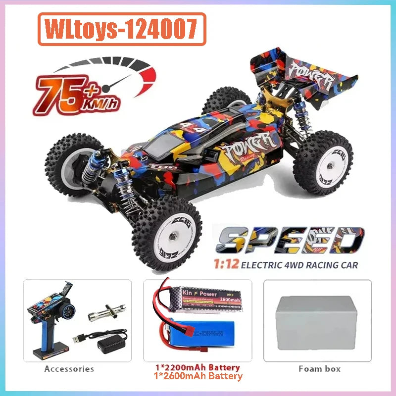 75 KM/H WLtoys 124016 V8 RC Car Brushless 4WD Electric High Speed Off-Road Remote Control Drift Rc Cars for Adults Toys