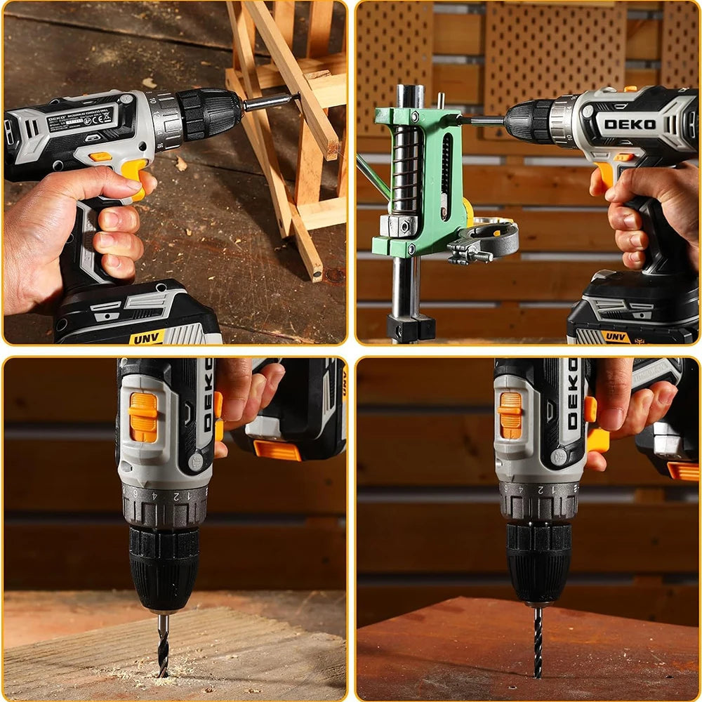 DEKO 20V Cordless Electric Drill has two changing speeds 18+1 Torque Screwdriver 29pcs Drill Set with 1.5ah Battery and Charger