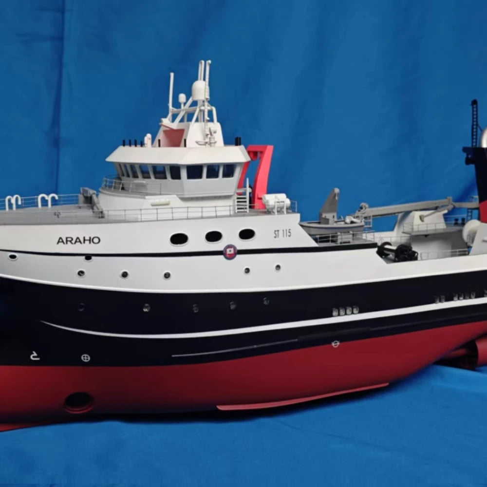 RC Tugboat 100 and 72 Scale ARAHO Fishing Boat Frozen Fish Ship Kit Version Static Ship Model Assembly RC Boat Model Toy