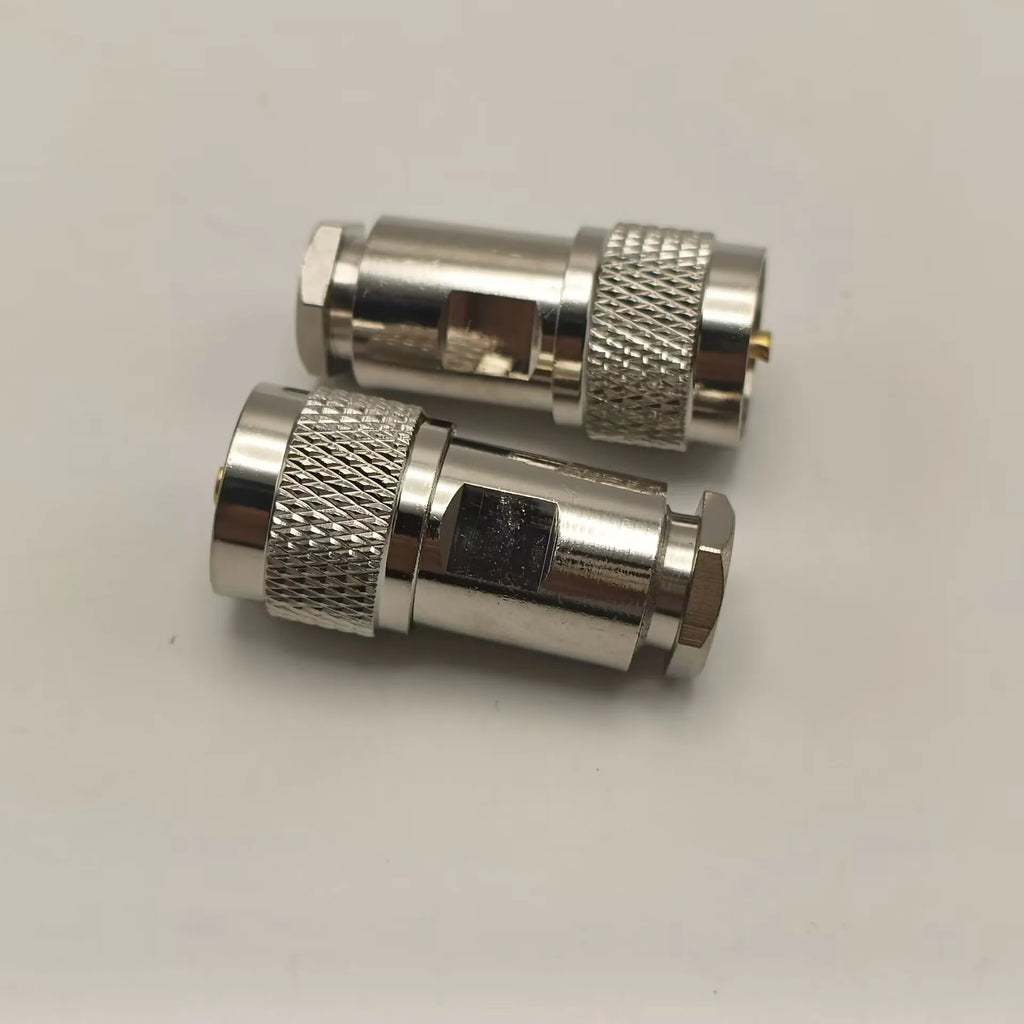 1pce Connector UHF PL259 Male Plug Clamp RG58 RG142 LMR195 RG400 Cable Straight Adaptor