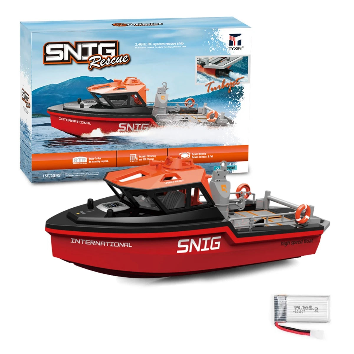 TX694 Rc Boat Brushless Motor Electric 2.4G 1/32 Remote Control Rescue Boat Model Pool Toys Gifts for Kids Boys