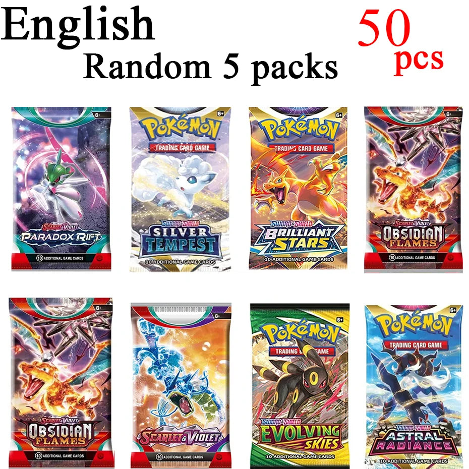NEW 360PCS Pokemon Card White Flare Black Bolt Prismatic SPARKS Scarlet Violet 151 English Booster Battle Transaction Gift