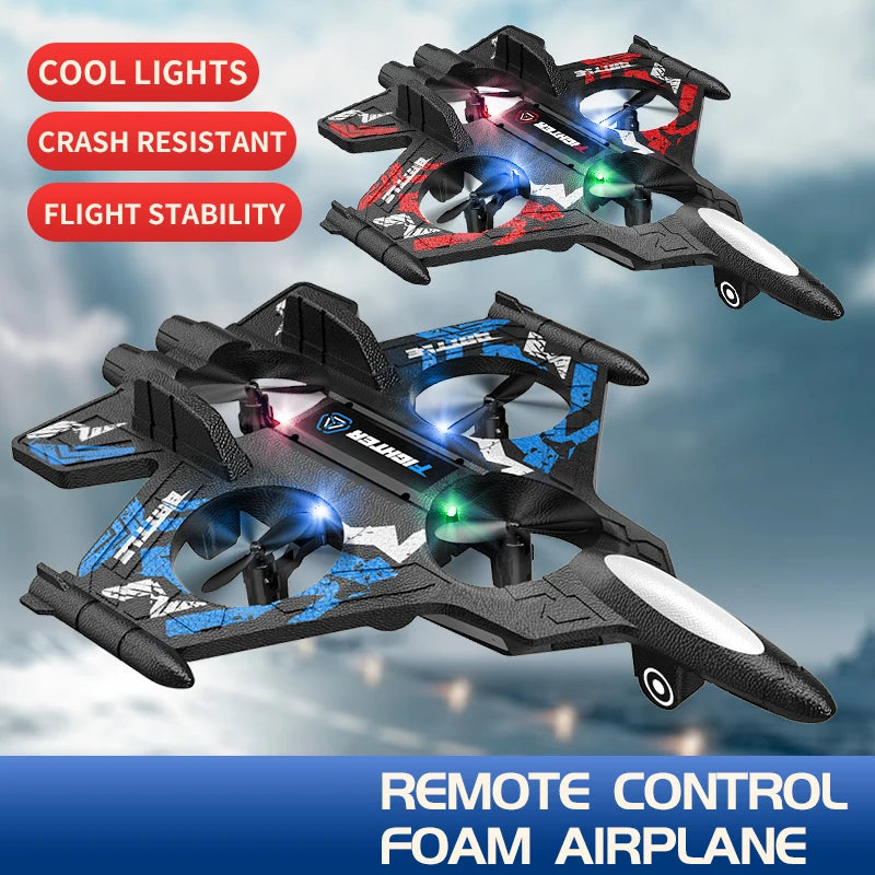 DWI 2025 D20S RC Plane Avoid Obstacles 2.4G Remote Control Aircraft EPP Foam Fighter with Gravity Sensing for Boys Kids gifts