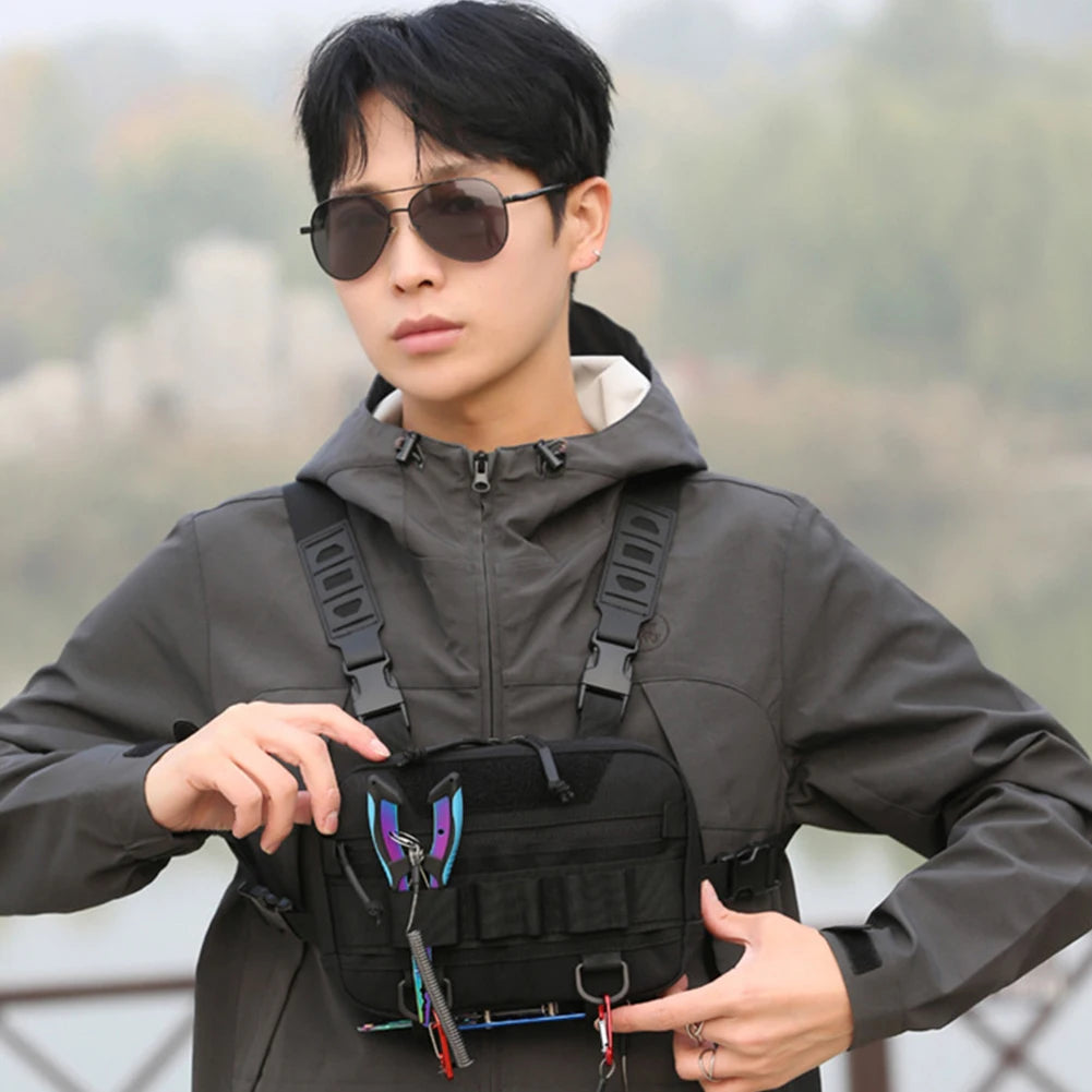 Fishing Chest Bag with Adjustable Straps Climbing Camping Backpack Multi-Pockets Travel Vest Backpack for Outdoor Sports