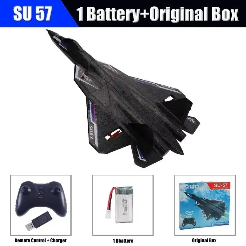 RC Plane SU35 2.4G With LED Lights Aircraft Remote Control Flying Model Glider Airplane SU57 EPP Foam Toys For Children Gifts