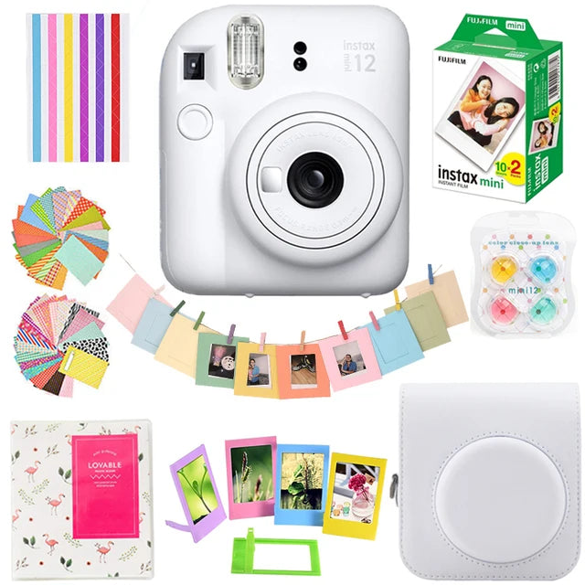 Original Fujifilm Instax Mini12 Camera + 20 Sheets Instax Mini Film+ Album +Case Bag+ 10 in 1 Kits For Girl New Year's Day Gifts