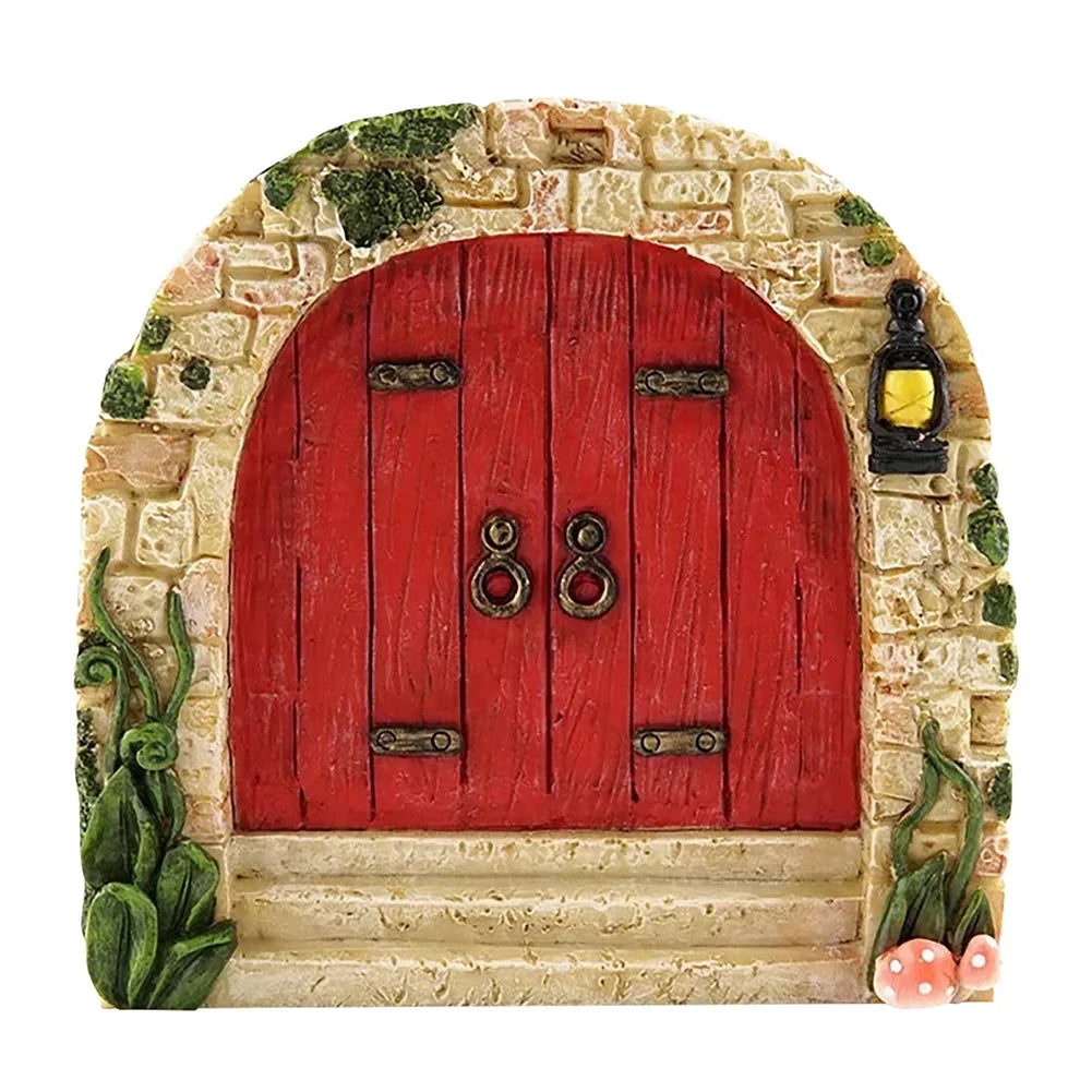 Elf Fairy Door Miniature Garden Tree Doors Miniature Yard Art Wooden Sculptures Mini Home Garden Doors Christmas Decoration