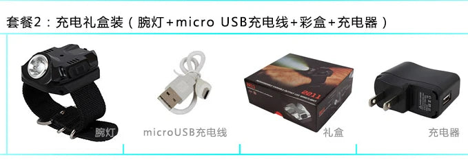 Wrist Lamp Flashlight with Built-in Rechargeable Battery Strong Light Highlighting Flashlight Outdoor Camping Supplies Lighting