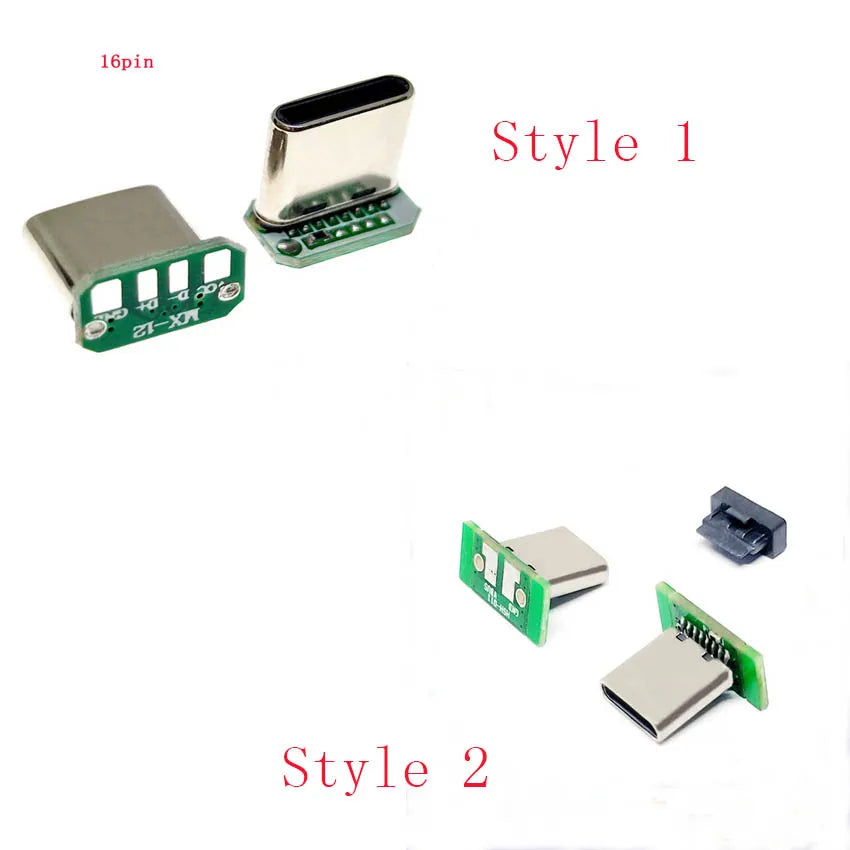 1PCS USB 3.1 Type C Vertical Patch Board 16pin 4 /2Welding Wire Data Band PCB USB Board Male Head 16P Usb C Connector