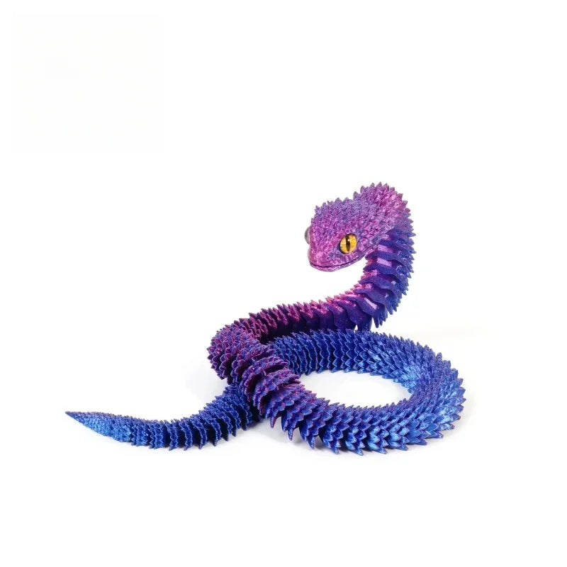 3D Printed Snake Multi-Joint Rotatable Stereoscopic Snake Office Desktop Ornament Home Decor Animal Model Figurine Car Decor