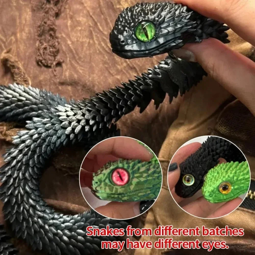 3D Printed Snake Multi-Joint Rotatable Stereoscopic Snake Office Desktop Ornament Home Decor Animal Model Figurine Car Decor