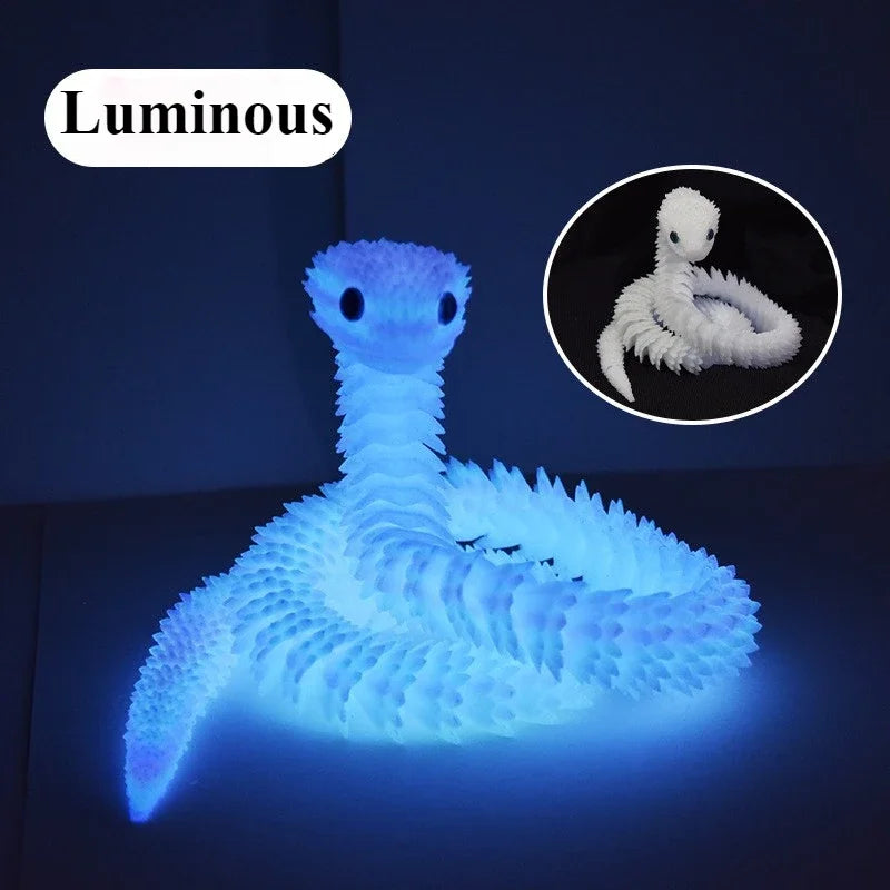 3D Printed Snake Multi-Joint Rotatable Stereoscopic Snake Office Desktop Ornament Home Decor Animal Model Figurine Car Decor