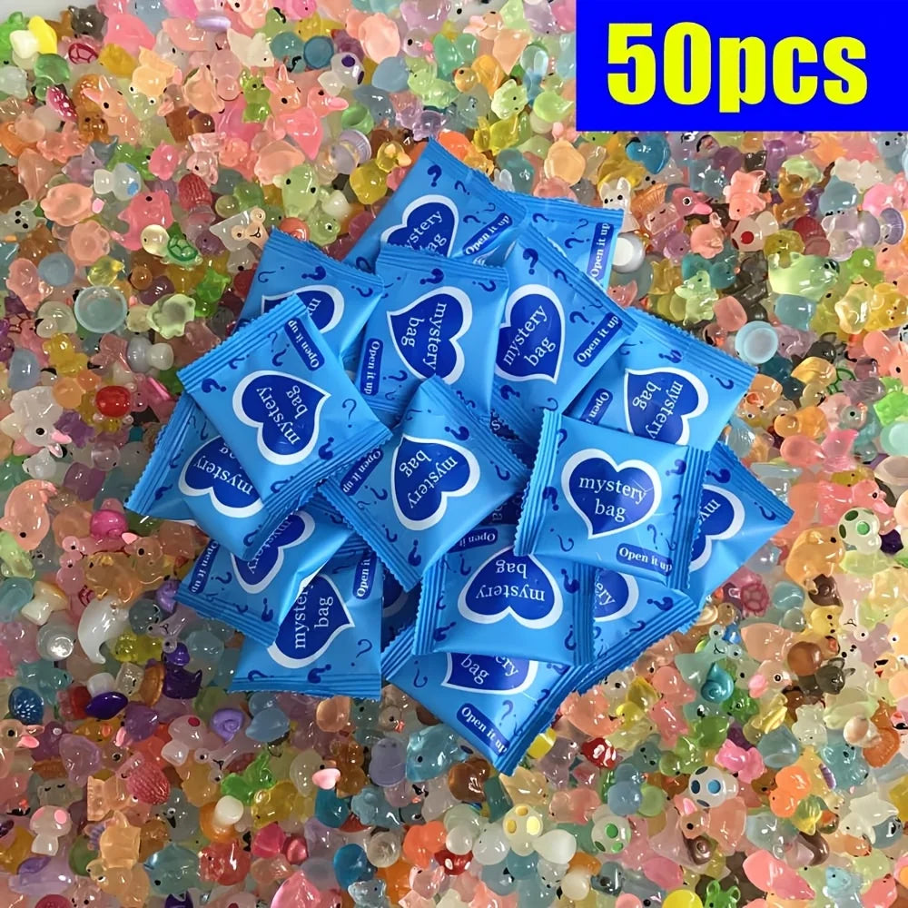 5/25/50pcs Glow in the Dark Mini Resin Animals & Mushroom Blind Bags Fairy Garden Decor, Micro Landscape, Birthday Gift Surprise