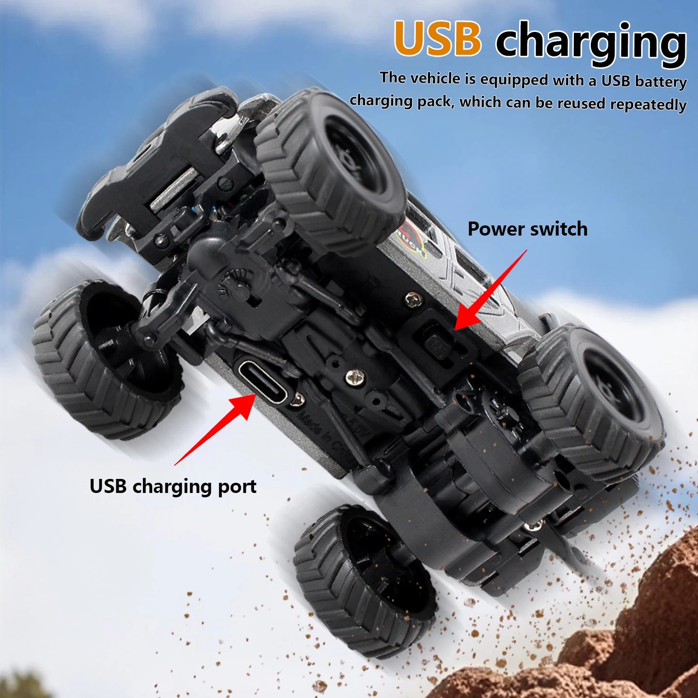 SENNIXIONG 1:64 MINI Alloy Electric Remote Control All Terrain Vehicle Light Climbing Truck Toy for Children Gift