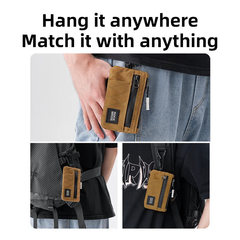 ROCKBROS Portable Wallet Card Bag Ultra-Light Stylish Sports Mini Credit Card Wallet with Hang Lock Compact Storage Bag