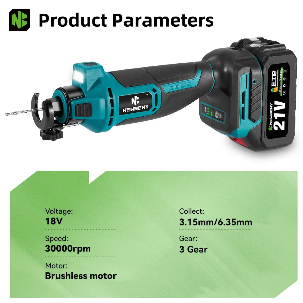 NEWBENY Brushless Drywall Cut Out Tool 30000RPM Cordless Cutting Saw Woodworking Cutter Power Tools Set For Makita Battery Pin