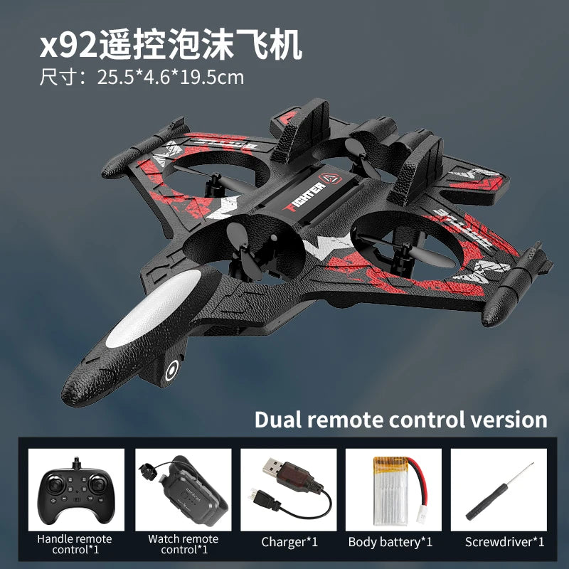 DWI 2025 D20S RC Plane Avoid Obstacles 2.4G Remote Control Aircraft EPP Foam Fighter with Gravity Sensing for Boys Kids gifts