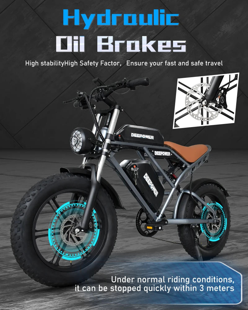 DEEPOWER S7PRO Off-Road Electric Bike 2000W 48V 60AH Battery All-Terrain Motorcycle Stylefor Oil Brake Adults Mountain Ebike