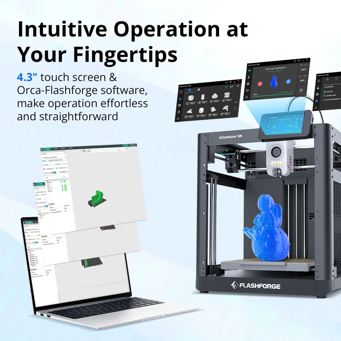 Flashforge Adventurer 5M FDM 3D Printer DIY Kit Max 600mm/s Fast High Speed ​​Printing Out Of Box Quick Detachable Nozzle Dual fan