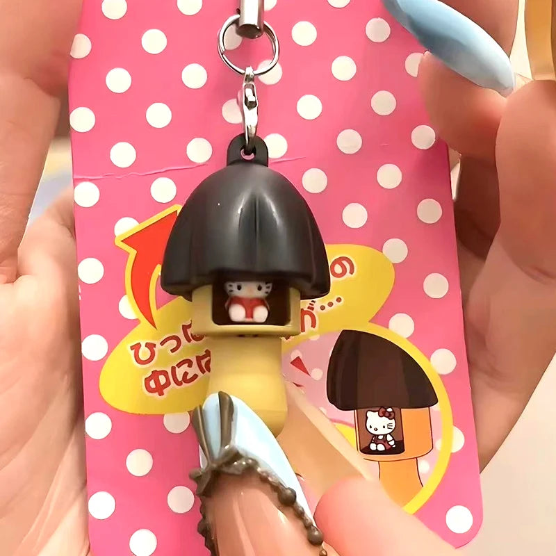 Japanese Charms Resin Chocolate Mushroom Hello Kitty Keychains Bag Pendant Kawaii Cute Vintage Hello Kitty Keychain Gift