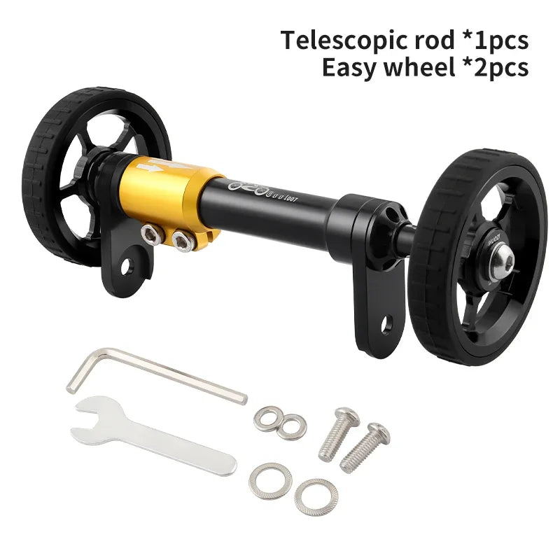 MUQZI Eazy Wheel and Extender Telescopic Mounting Axle Rod Kit Compatible with Brompton Folding Bike
