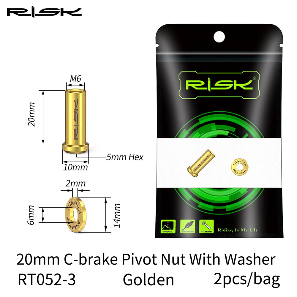 RISK Bicycle C Brake Caliper GR5(TC4) Titanium Road Bike C Clamp Fixed Nuts With Washer M6 x 10/15/20/25/30/40mm Cycling Parts