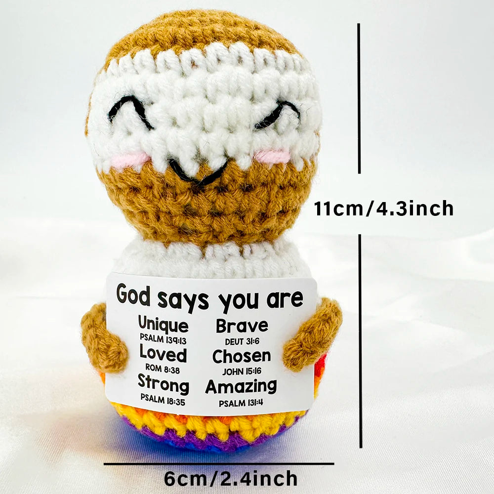 Positive Energy Crochet Doll Pocket Hug Handmade Knitted Plush Potato Plant Avocado Bee Turtle Duck Funny Emotional Support Gift