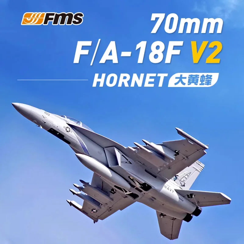 FMS 70mm Ducted F/A-18F V2 Hornet 6-Channel Electric Model Aircraft Remote Control Assembled Fixed-Wing Aircraft