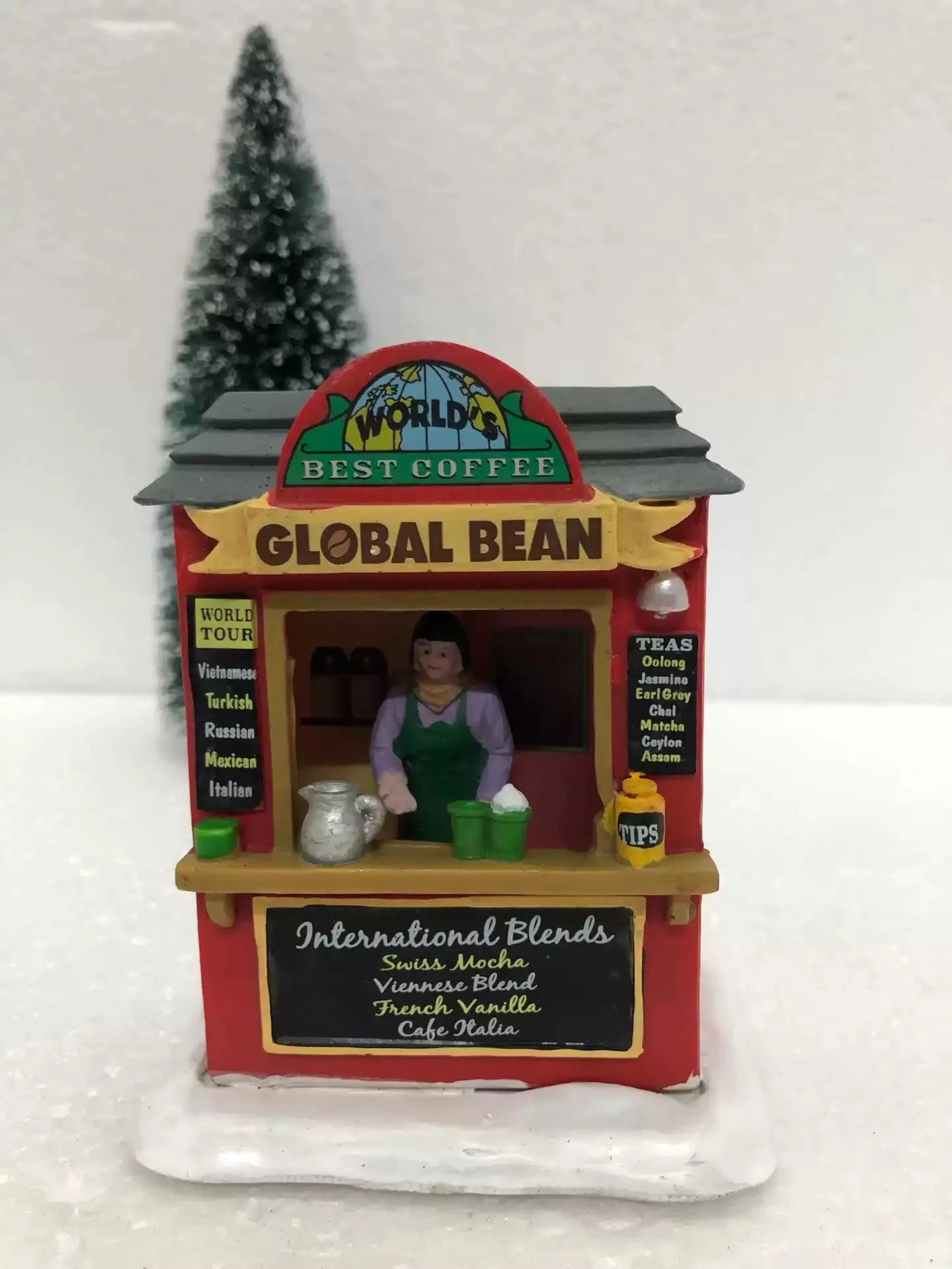 Lemax Resin Handicrafts Home Fun Ornaments "Coffee Shop" Sand Table Scene Figurines Desktop Decor Home Room Ornament Gifts