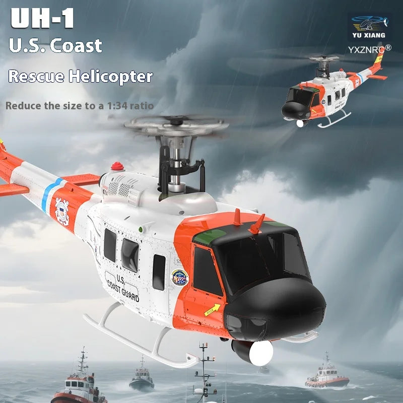 Yuzuru F07S Remote Control Combat Helicopter Uh-1 Huey Model Airplane Realistic RC Toy for Ages 14+ Birthday Gift