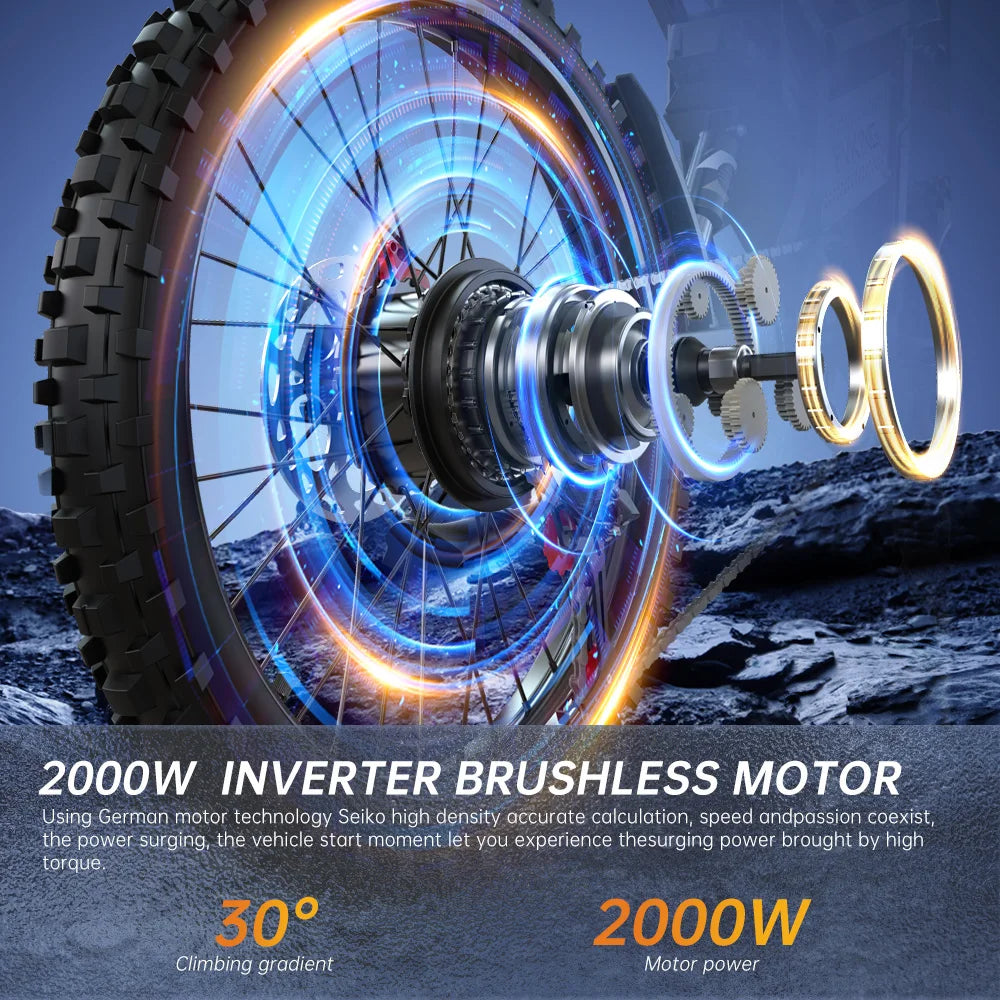 HITKTH E6 Electric Motorcycle Adults 2500W(Peak) Motors 25inch Tire Electric Bike 52V40AH Battery Speed 60Kmh Mountain E-bikes