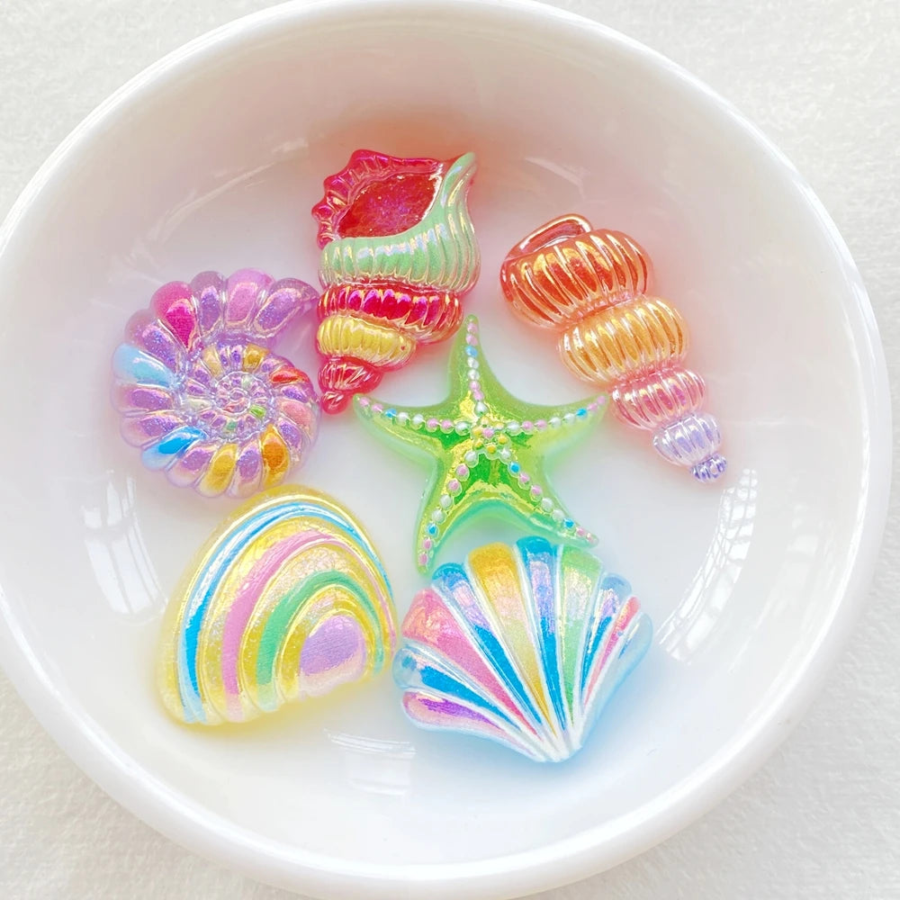 10Pcs New Cute Resin Cartoon Shell, Starfish Series Flat Back Scrapbooking DIY Jewelry Craft Decoration Accessories