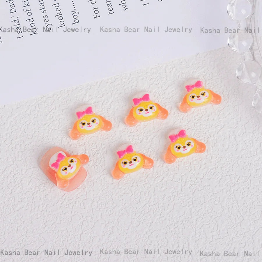 50 Pcs New Cute Resin Puppy Rabbit Fox  Flat Back Ornament Jewelry Making DIY Jewelry Manicure Accessories Crafts A2