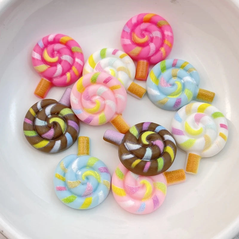20Pcs New Cute Resin Candy, Lollipop Series Flat Back Scrapbooking DIY Jewelry Craft Decoration Accessories