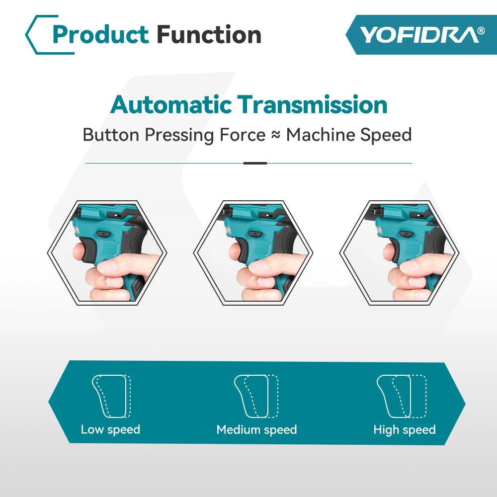 YOFIDRA 1/2" 1000N.M Brushless Electric Impact Wrench Handheld Cordless Car Screwdriver Drill Socket Set For Makita Battery Pin