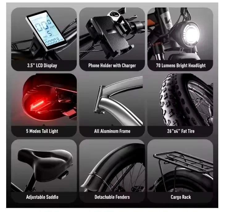 2025 New Electric Bike for Adult 2000W Peak 2500W Dual Motor 23Ah 35MPH Fastest Ebike 26x4.0 Fat Tire All Terrain Electric bicyc