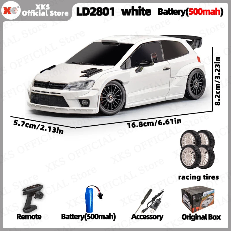 XKS LDRC LD2801 Pro 1/28 4WD RC Car Drift Racing Built-in ESP Gyroscope 2.4G Full Proportional Control RC Toy Gift for Boys Men