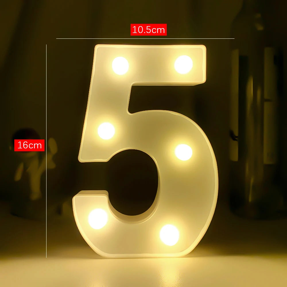 Creative Luminous Digital Number Letter Light AAA Battery Powered Lamp Night Light for Christmas Wedding Birthday Party Decor