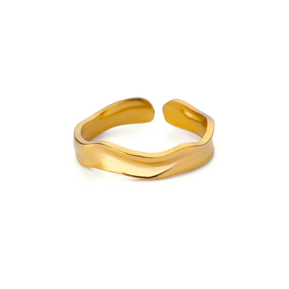 316L Stainless Steel Rings for Women Gold Color Multilayer Geometric Open Ring Vintage Waterproof Wedding Aesthetic Jewelry Gift