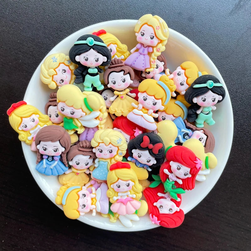 10 Pcs New Mini Kawaii Cartoon Princess Series Resin Scrapbook Diy Jewelry Hairpin Headrope Decoration parts A18