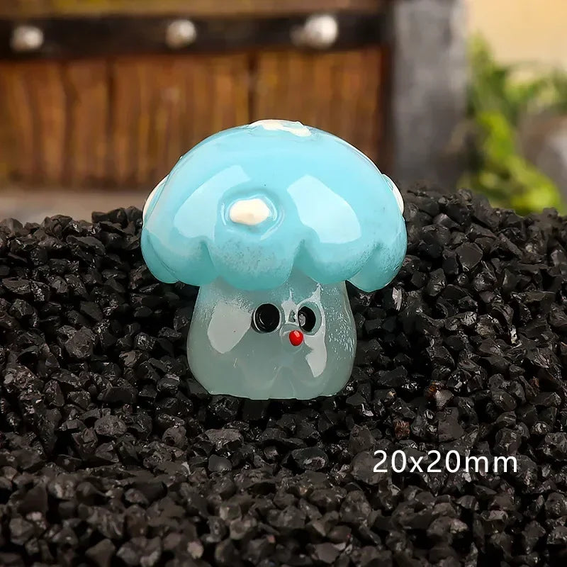 6PCS Miniatures Cartoon Mushrooms Fairy Garden Decoration Luminous Mini Cute Mushroom Moss Micro Landscape Accessories