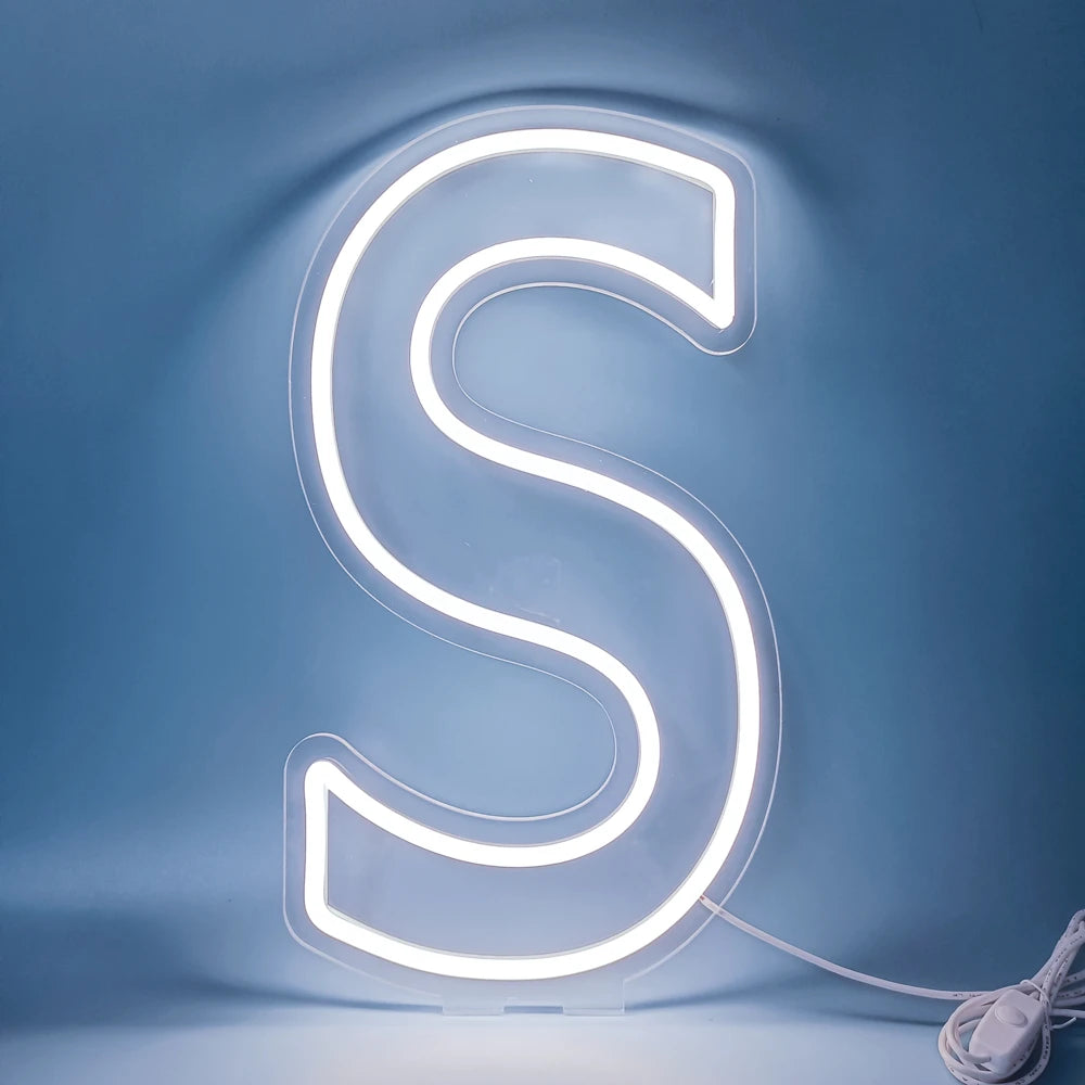 45cm High Stand-Up Neon Letter Sign USB Plug-In Night Light Sweet Alphabet for Wedding Birthday Home Bar Festival Decor