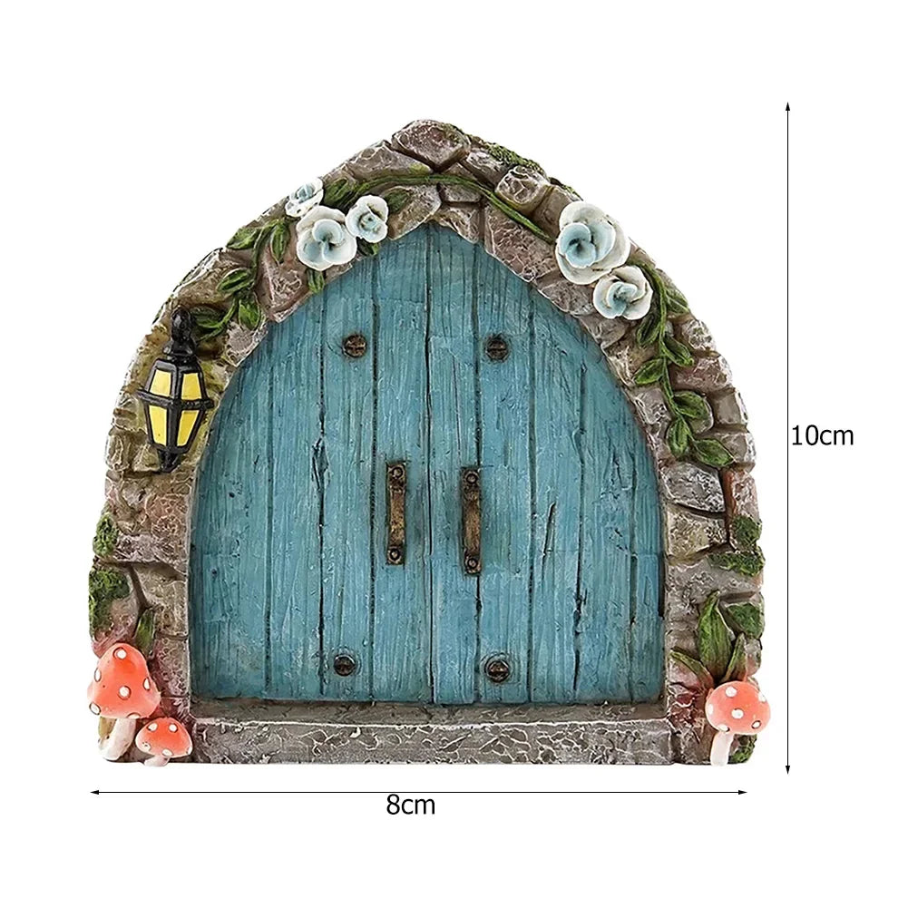 Elf Fairy Door Miniature Garden Tree Doors Miniature Yard Art Wooden Sculptures Mini Home Garden Doors Christmas Decoration
