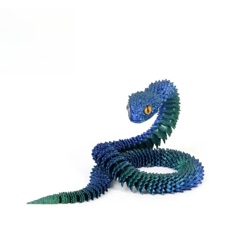 3D Printed Snake Multi-Joint Rotatable Stereoscopic Snake Office Desktop Ornament Home Decor Animal Model Figurine Car Decor