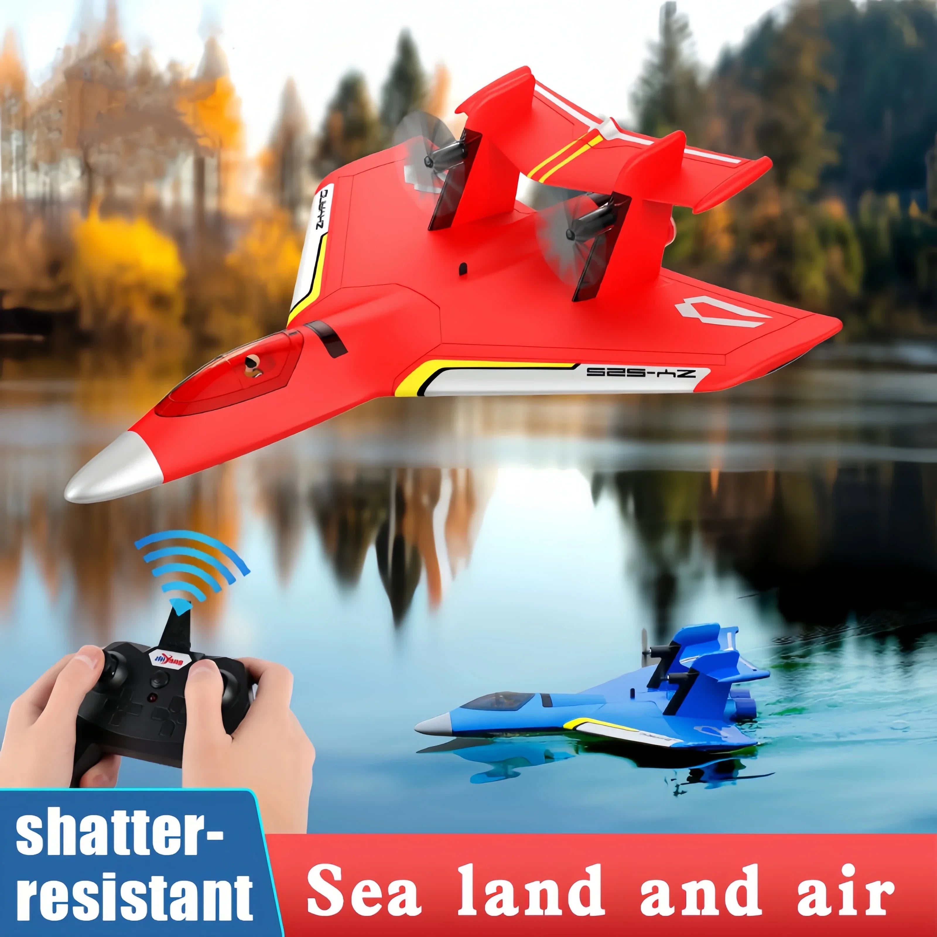 ZY525 Water Remote Control Small Aircraft for Boys and Children Toys Fixed Wing Aircraft Model Water, Land, and Air Aircraft j20