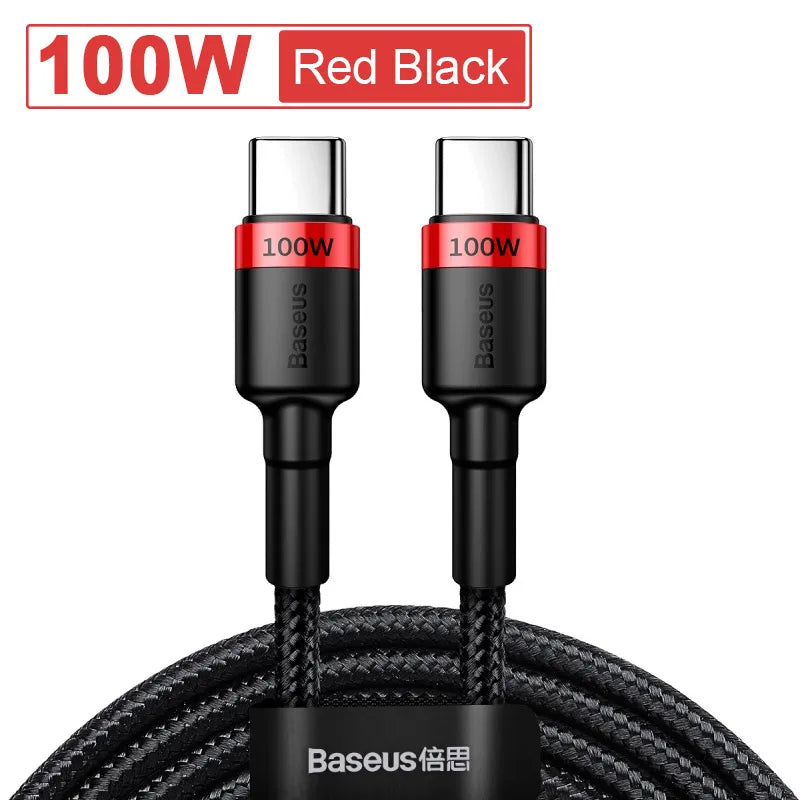 Baseus 100W USB C to USB Type C Cable for MacBook Pro Quick Charge 4.0 Fast Charging For iPhone 17/16/15 Pro max Charge Cable