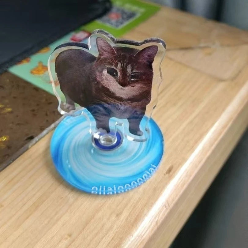 Cute Oiiai Cat NEW Pattern Acrylic 360° Rotating Kitten Stands for Desk Decoration Home Decor Car Motorcycle Kids Adults Gifts