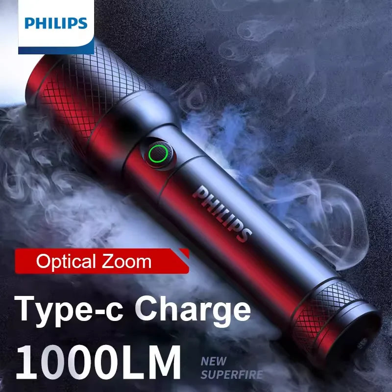 Philips SFL6168 LED Flashlight 1000Lumen1000m Portable Powerful Bright Flashlights Camping Lamp for Outdoor Hiking Self Defen