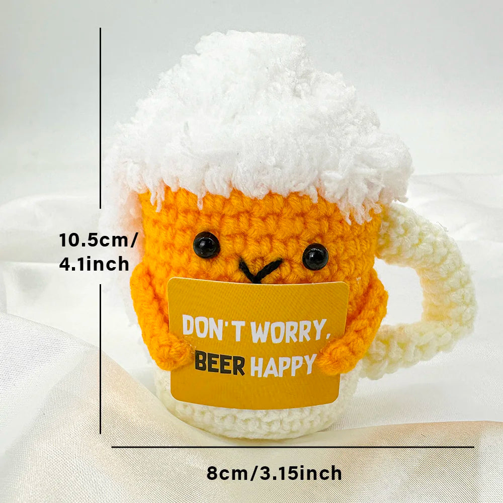 Positive Energy Crochet Doll Pocket Hug Handmade Knitted Plush Potato Plant Avocado Bee Turtle Duck Funny Emotional Support Gift