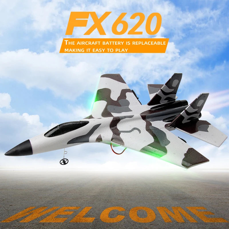 2.4G RC SU35 Fighter Plane FX620 EPP Foam Aircraft Glider LED Lights Remote Control Model Toy for Boys Children